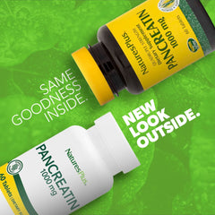 Back label with supplement facts on Pancreatin 1000 mg bottle