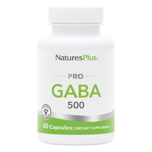 NaturesPlus PRO GABA 500 mg bottle with 60 capsules