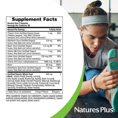 Organic whole-food blend ingredients such as berries and greens