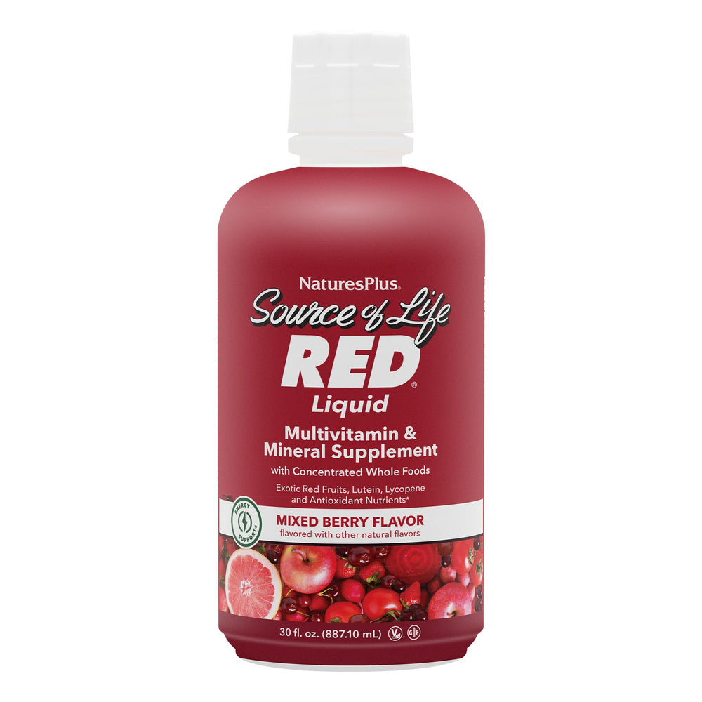 Bottle of NaturesPlus Source of Life RED Multivitamin Liquid 30 oz