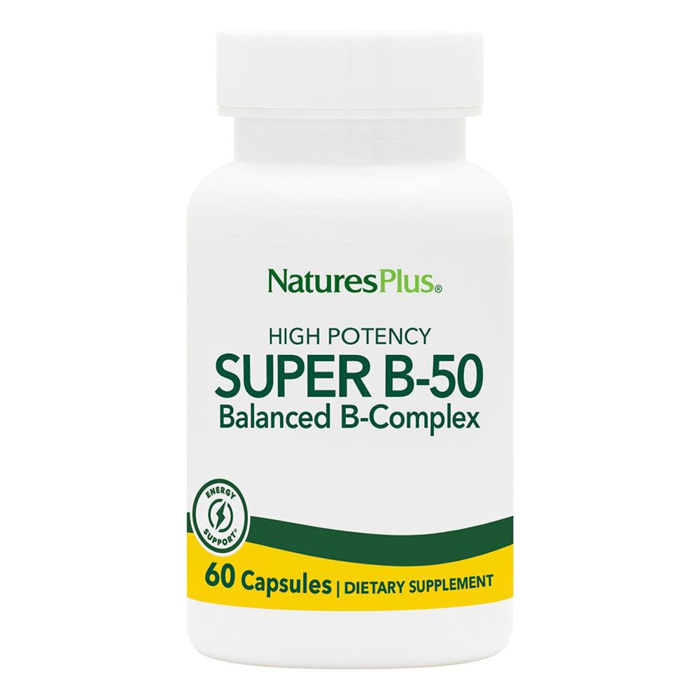 Front view of NaturesPlus Super B50-60 Vegetarian Capsules bottle