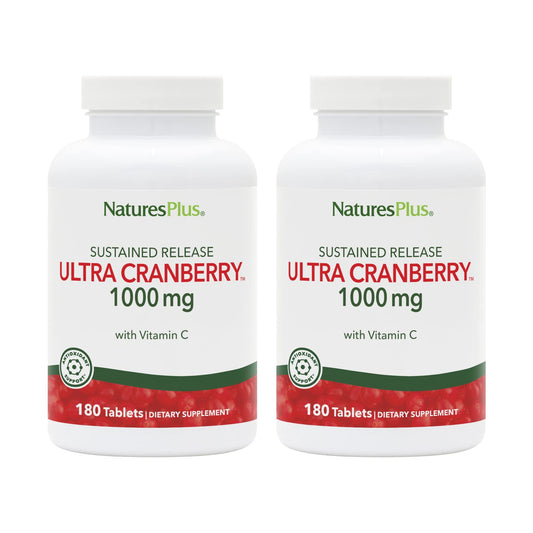Front view of NaturesPlus Ultra Cranberry 1000-180 tablets 2-pack