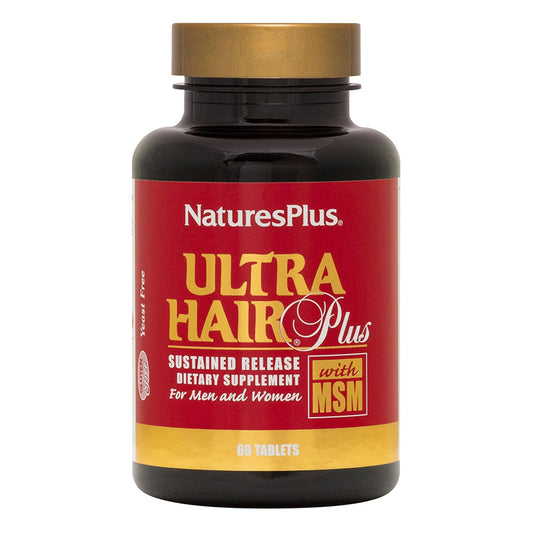 Front view of NaturesPlus Ultra Hair Plus 60 Tablets Pack of 2