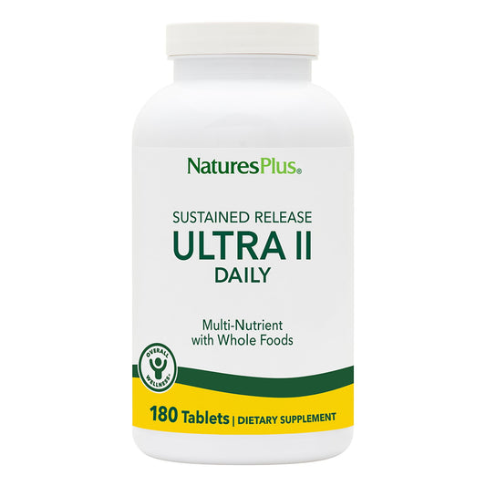 Front view of NaturesPlus Ultra II Daily two-bottle pack (180 tablets per bottle)