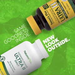 Side view of NaturesPlus Ultra II Daily bottle with label