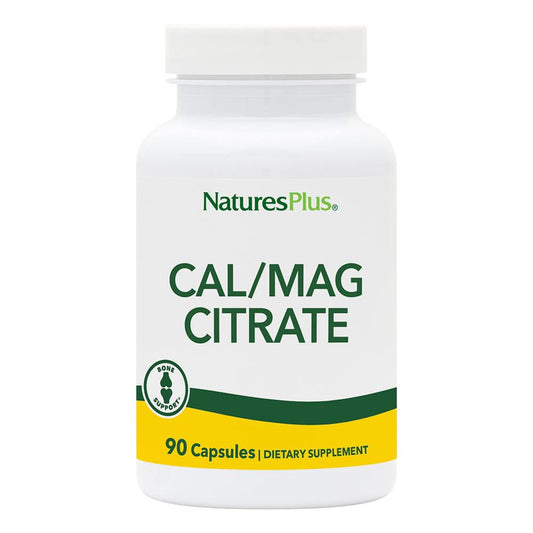 Nature'sPlus Cal/Mag Citrate bottle and capsules front view