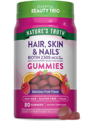 Front view of Nature's Truth Hair Skin Nails Gummies bottle, 80 count