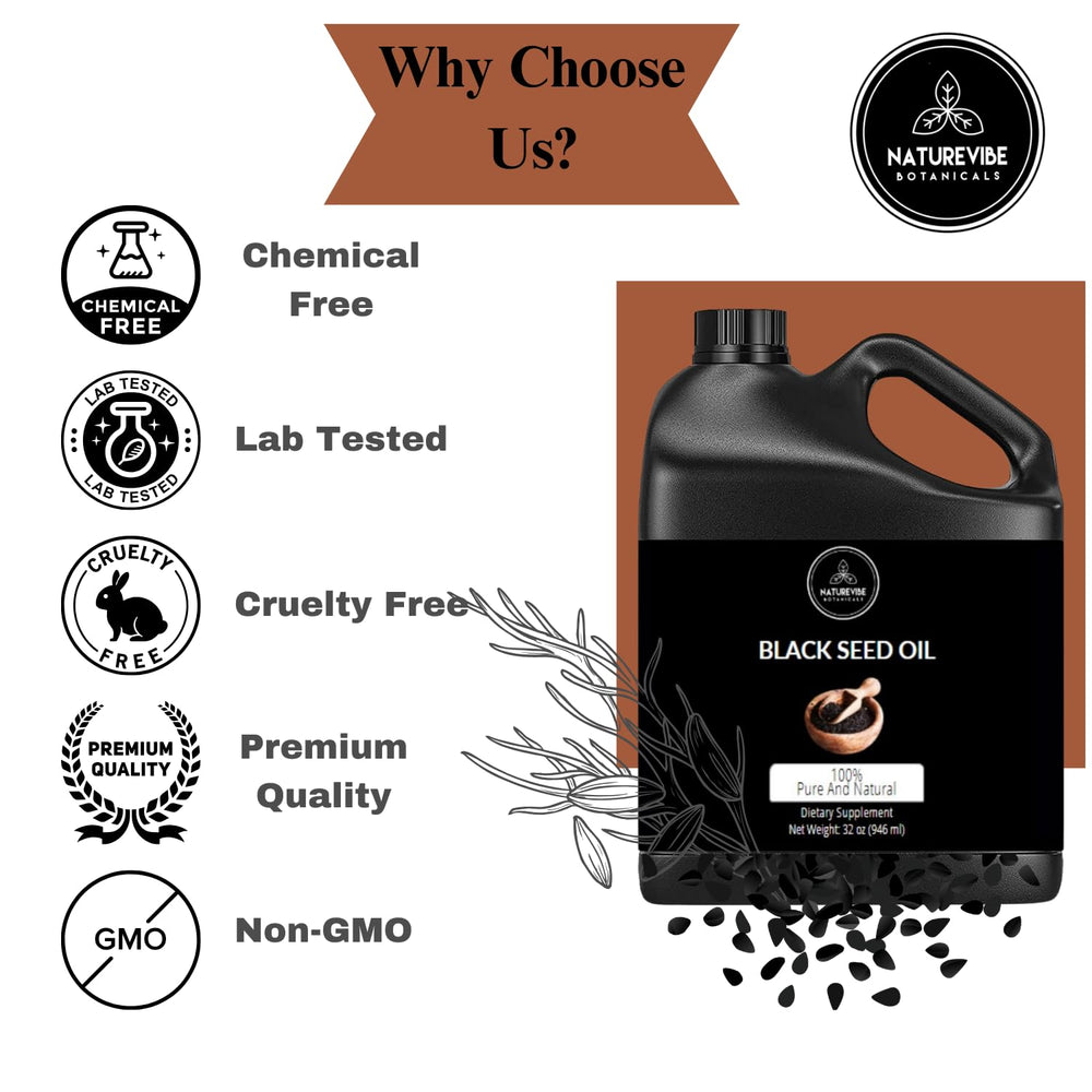 First press Nigella sativa oil 32 oz Naturevibe Botanicals