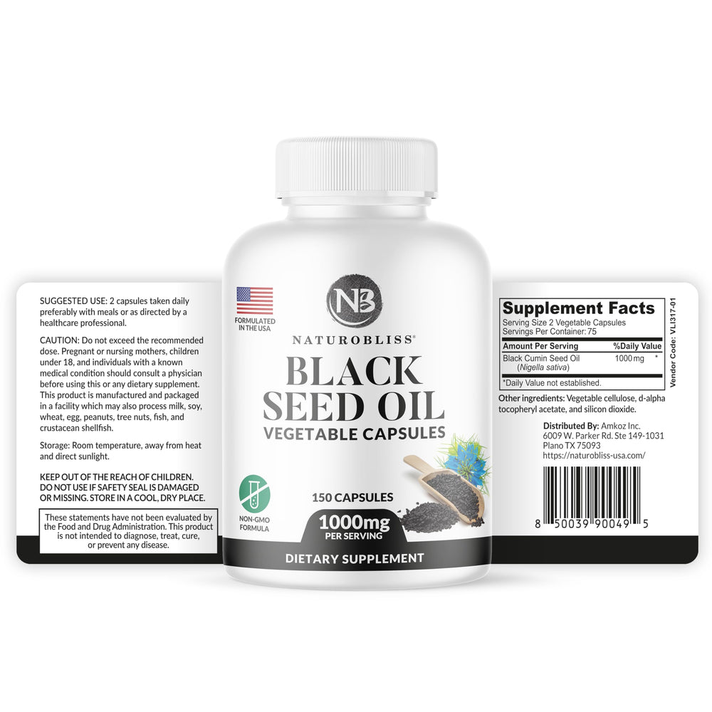 Cold-pressed Nigella sativa oil illustration
