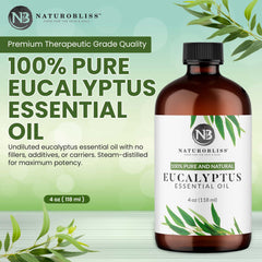 Amber glass bottle with European dropper cap for NaturoBliss Eucalyptus Oil