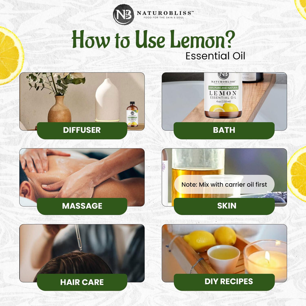 Lemon essential oil used in aromatherapy diffuser with NaturoBliss