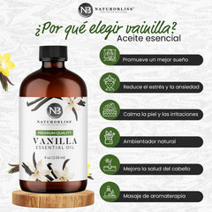 Front label of NaturoBliss Vanilla Essential Oil 4oz