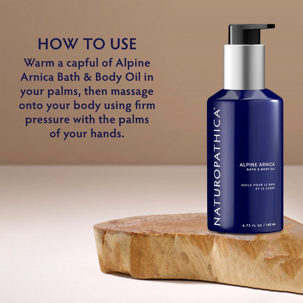 Close-up of Arnica, Sunflower Seed Oil and Juniper Oil ingredients