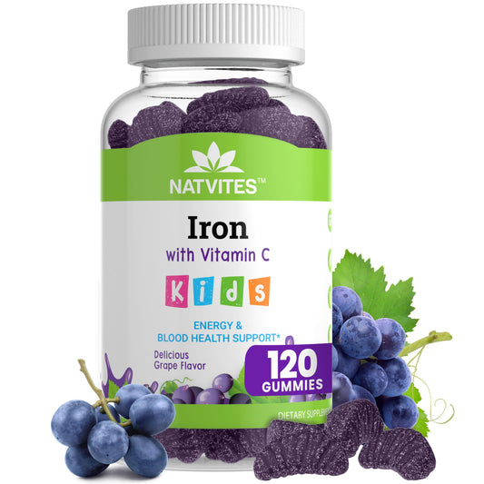 Hero image of Natvites Kids Iron Gummies grape flavor bottle