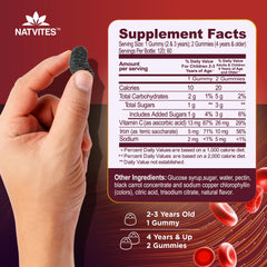 Packaging of Natvites Kids Iron Gummies 120-count bottle
