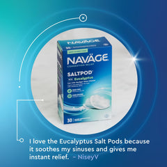 Navage saltpod insertion demonstrating simple, mess-free use.