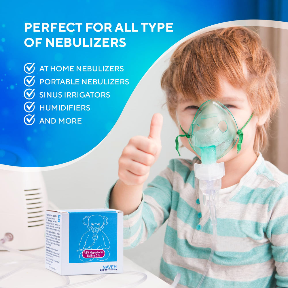 NAVEH PHARMA RSV 3% saline used with a baby-friendly nebulizer