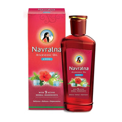 Navratna Cool Oil bottle showing 9-herb Ayurvedic formula