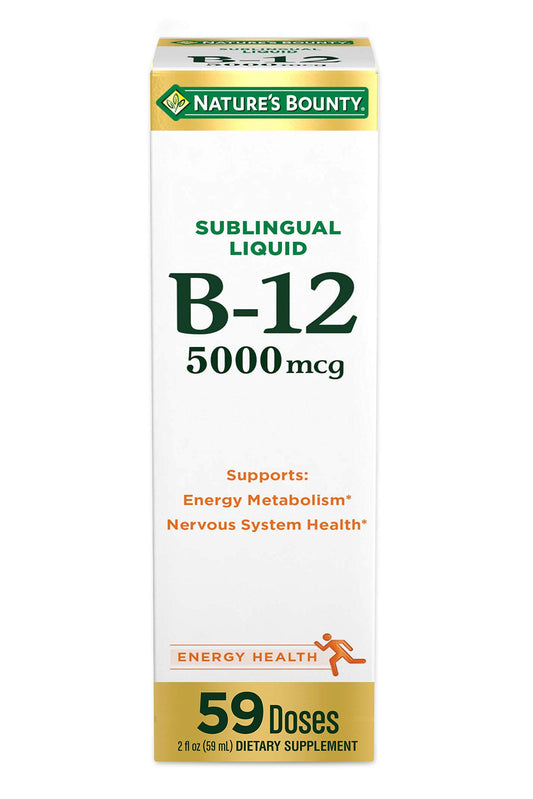 Nature’s Bounty Vitamin B-12 Sublingual Liquid bottle with berry flavor