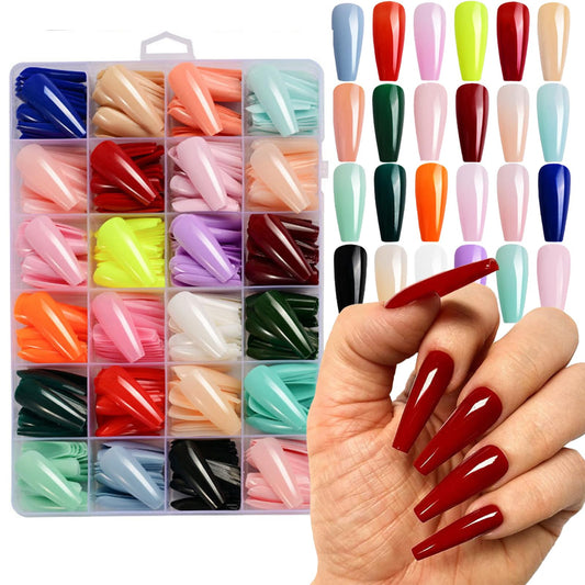 NBNTGH long coffin nails pack with glossy finish for easy at-home manicures