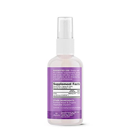 Label of nbpure Methylfolate Vitamin B9 spray