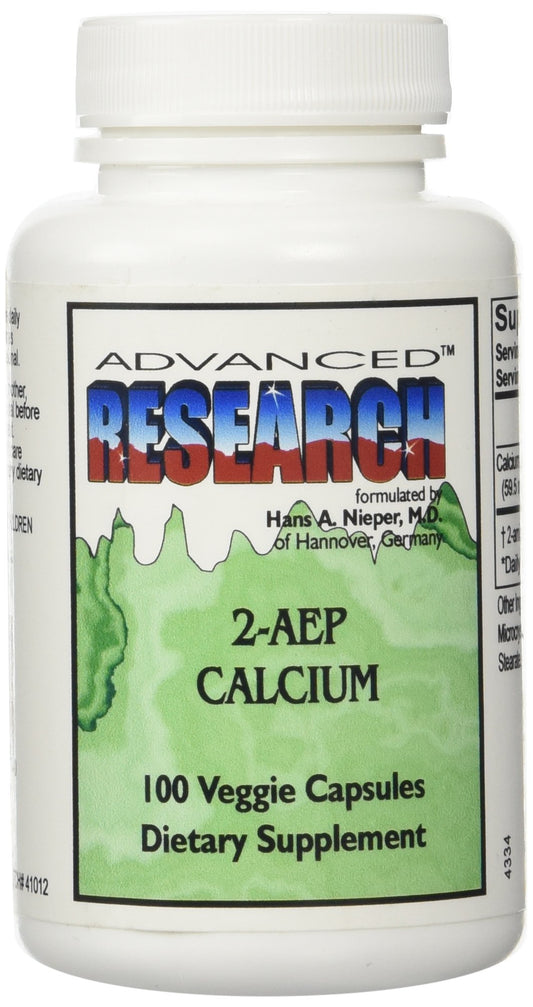 Front view of NCI Advanced Research Dr. Hans Nieper 2AEP Calcium Capsules bottle, 100 count