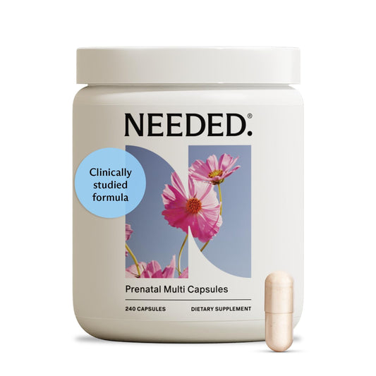 Needed Prenatal Multivitamin bottle with Choline label