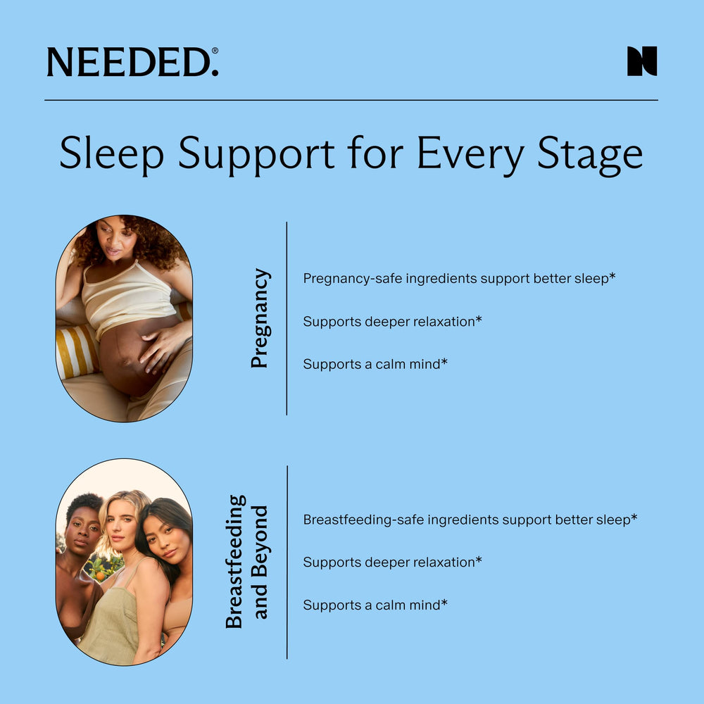 Needed Sleep packaging box highlights USA-made, GMP-certified facility and quality.