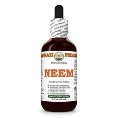 Bottle of Neem Alcohol-Free Liquid Extract with Organic Neem Dried Leaf Glycerite label