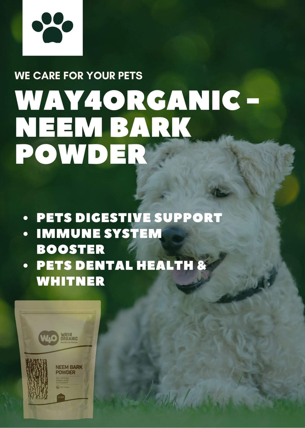 Way4Organic Neem Bark Powder label and packaging