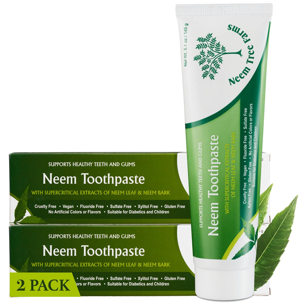 Front view of Neem Fluoride Free Toothpaste 2 Pack packaging