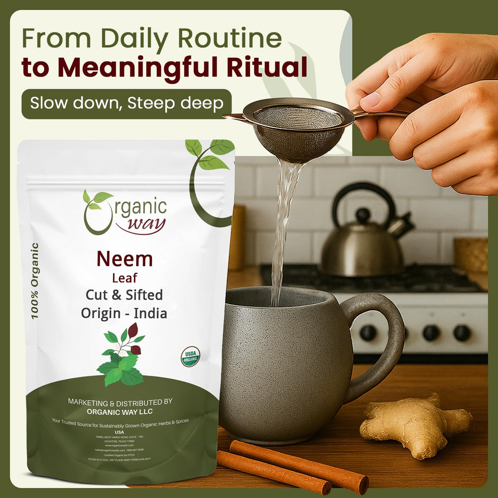 Fresh aroma of organic neem leaves