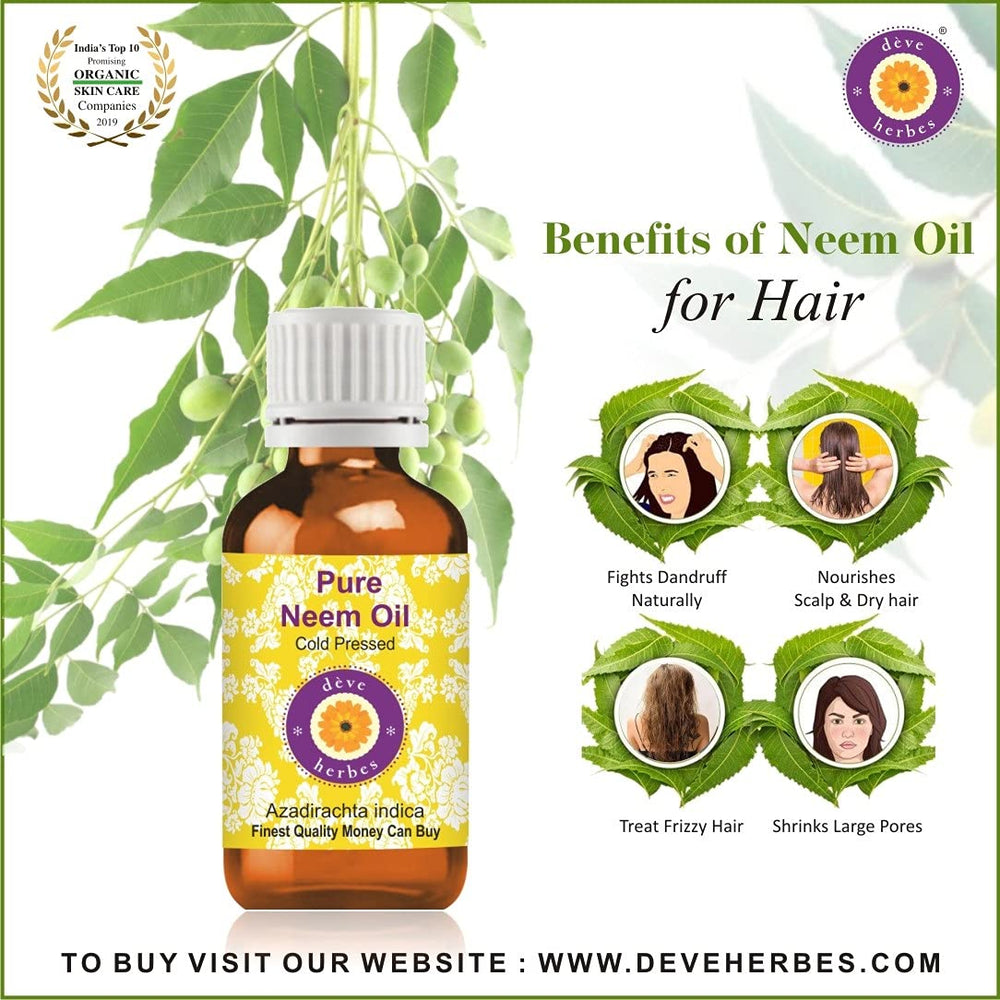 Amber bottle with Neem Oil cap for skin and hair use