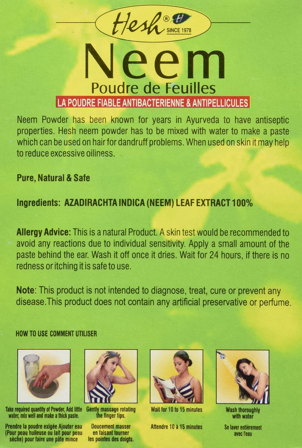 Neem Powder 100 Gram by Hesh - powder for hair and skin usage