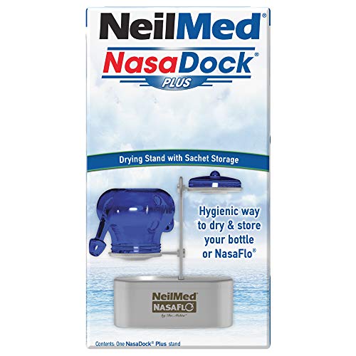 NeilMed Nasadock Plus Stand gray with 60-packet capacity, ideal for organized storage.