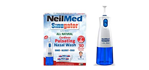 NeilMed Sinugator low-pressure large-volume flow promotes comfortable irrigation.