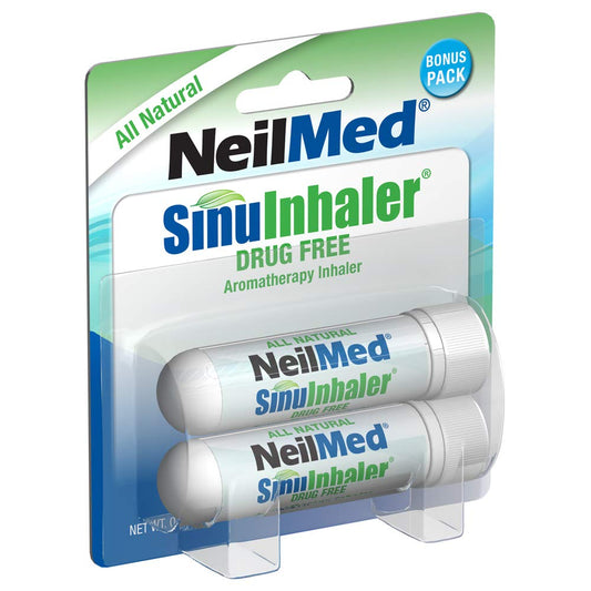 NeilMed SinuInhaler bonus pack packaging for travel-friendly aromatherapy relief.