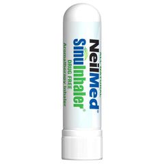 NeilMed SinuInhaler in use demonstrates energizing aroma for temporary nasal comfort.