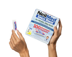 NeilMed green hypertonic packets indicate higher saline concentration for potential relief