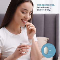 Daily serving of three caplets for collagen peptides with hyaluronic acid