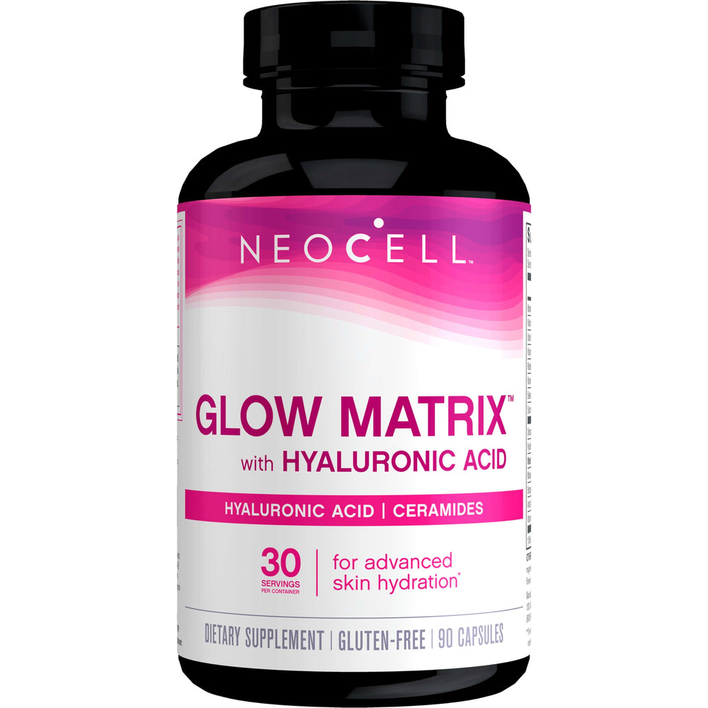 NeoCell Glow Matrix Hyaluronic Acid capsules bottle front view, 90 count