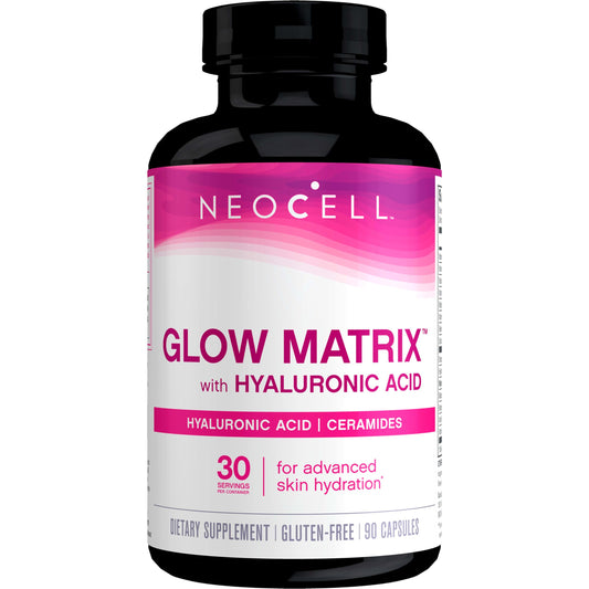NeoCell Glow Matrix Hyaluronic Acid capsules bottle front view, 90 count