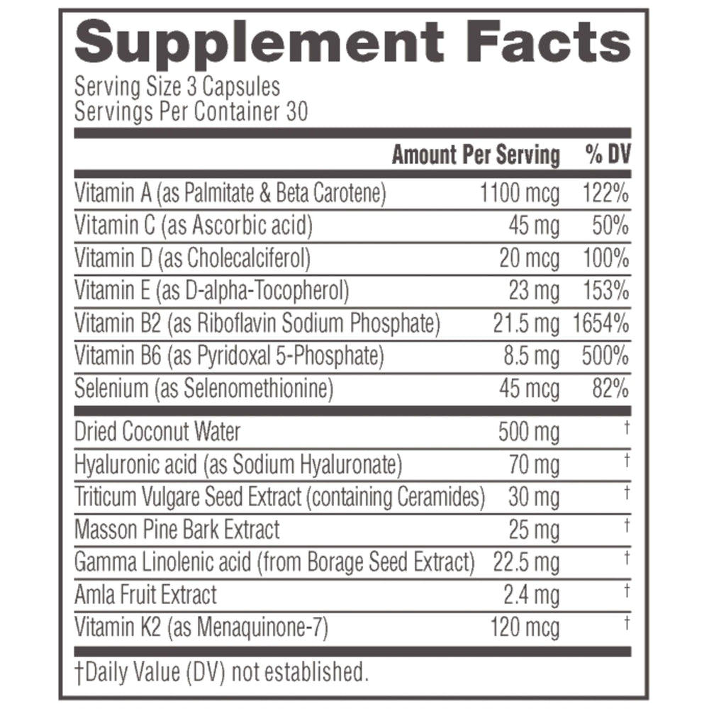 NeoCell Glow Matrix with Hyaluronic Acid packaging label