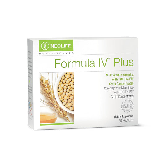 NeoLife Formula IV Plus Softgel bottle and containers filled with capsules