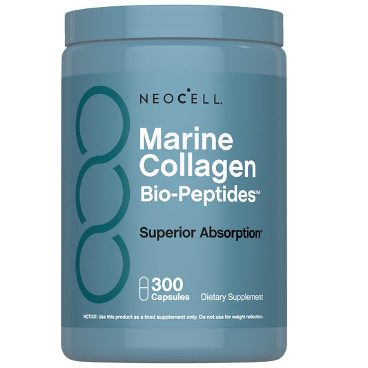 NeoCell Marine Collagen Peptides capsules bottle with Hyaluronic Acid and Vitamin C