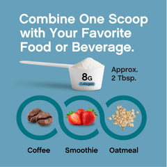 Close-up of the collagen powder texture in a scoop