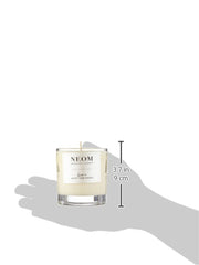 Neom Feel Refreshed label close-up highlights 24 essential oils for uplifting mornings
