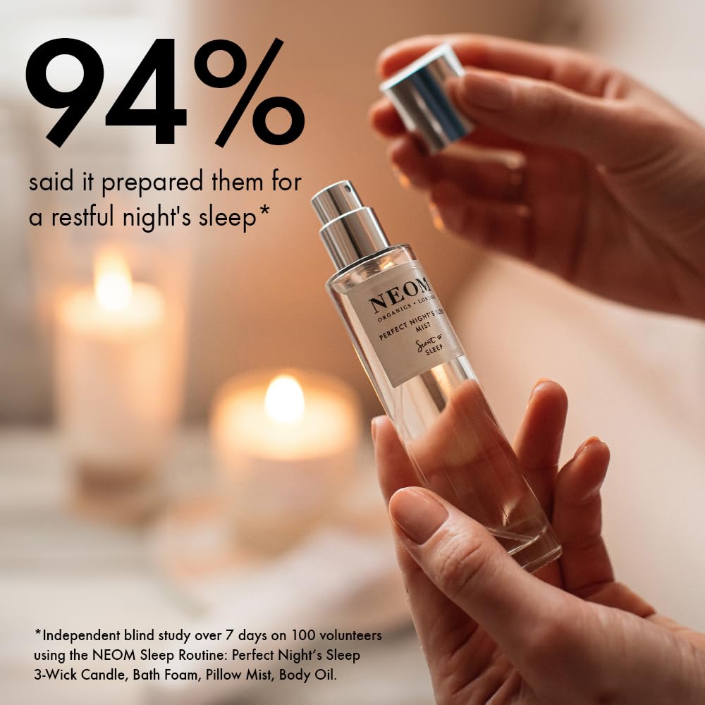 Neom Sleep Mist bottle with lavender chamomile artwork