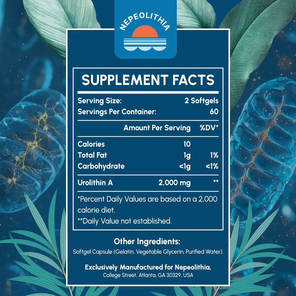 Nepeolithia Urolithin A 2000mg label on bottle