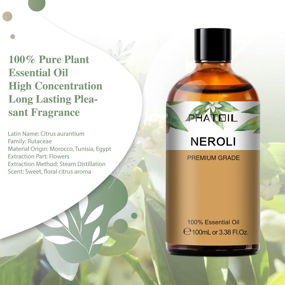Neroli essential oil bottle with built in dropper